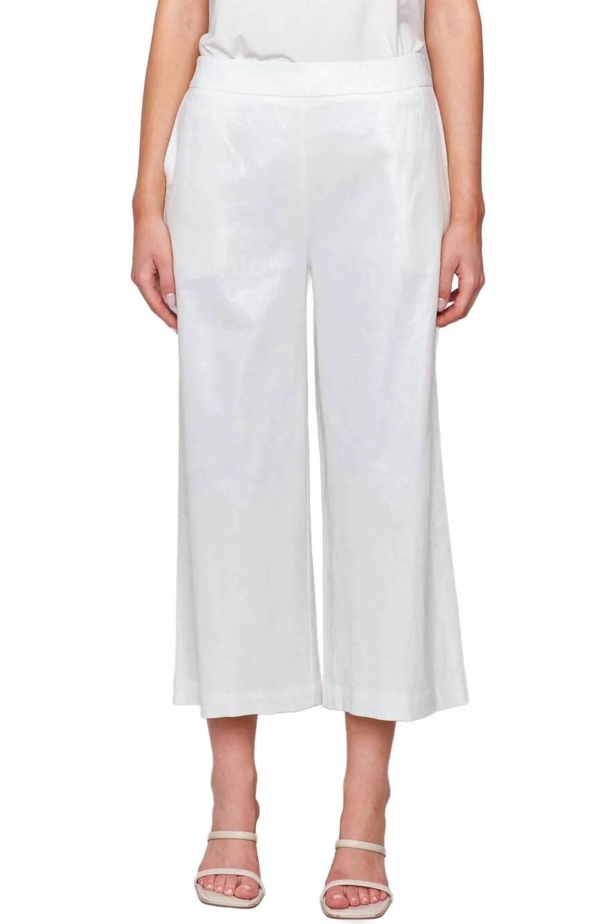 NEW CHARLIE B foil linen pull on pant in champagne